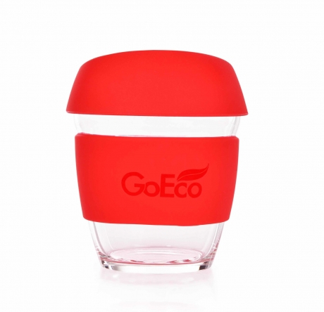 KELIMERO® GoEco® sklenený hrnček 300 ml červený
