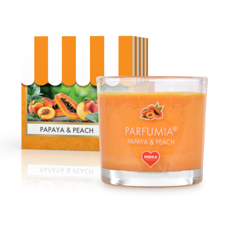 55 ml votivní sójová eko-svíce, PAPAYA & PEACH, PARFUMIA® 