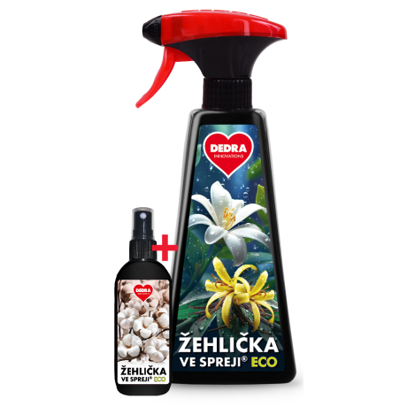 Sada 1+1 ECO žehlička ve spreji® JASMINE & VANILLA na vyrovnání skladů a záhybů na oblečení  